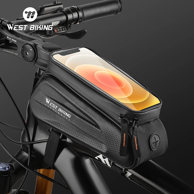 WEST BIKING Bike Bag Front Phone Bicycle Bag For Bicycle Tube Waterproof  Touch Screen Saddle Package For 7Inch Bike Accessories