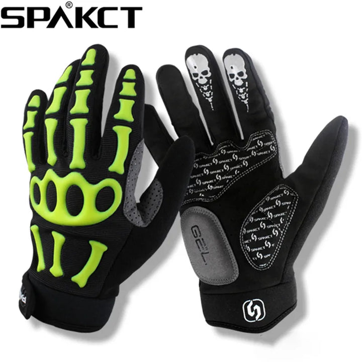 SPAKCT Cycling Gloves Full Finger Skull  Gel Pads Bike Bicycle Gloves Motorcycle Sports Downhill Racing Long Gloves  Unisex