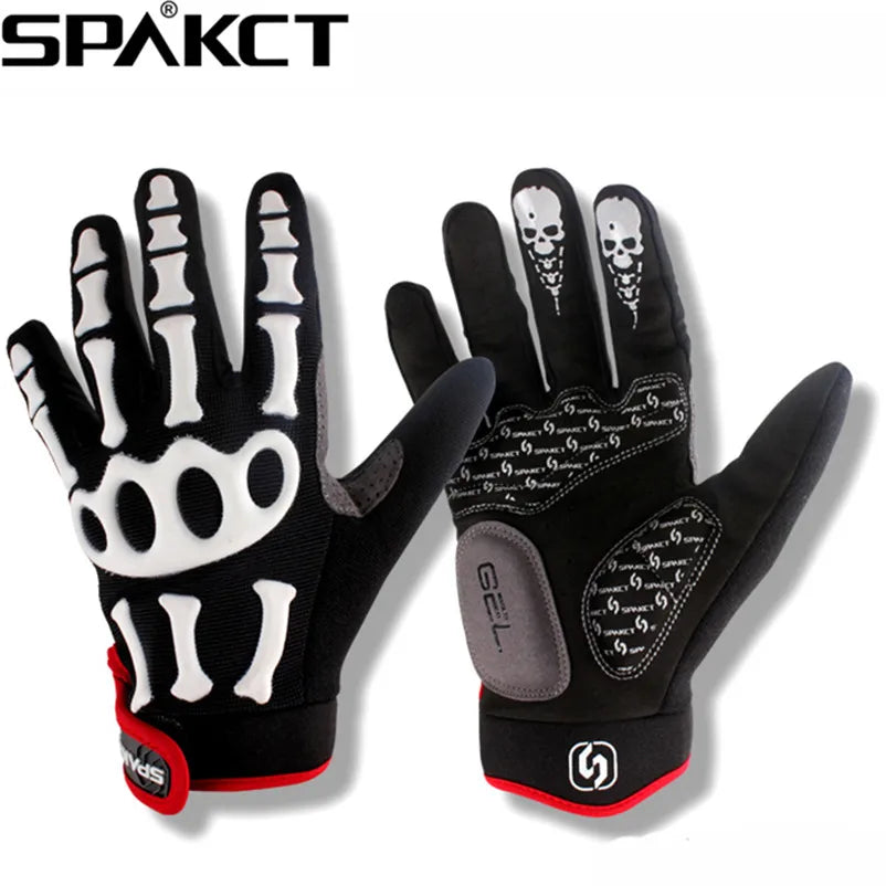 SPAKCT Cycling Gloves Full Finger Skull  Gel Pads Bike Bicycle Gloves Motorcycle Sports Downhill Racing Long Gloves  Unisex