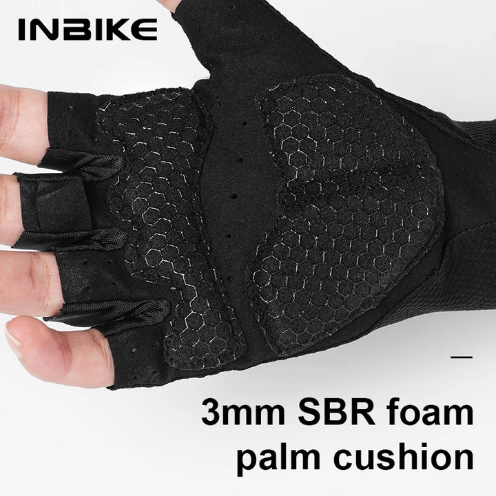 INBIKE Cycling Gloves Half Finger Summer Men Women MTB Gloves Shock-absorption Mountain Bike Sports Gloves Cycling Accessories