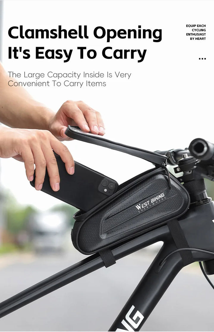 WEST BIKING Bike Bag Front Phone Bicycle Bag For Bicycle Tube Waterproof Touch Screen Saddle Package For 7Inch Bike Accessories