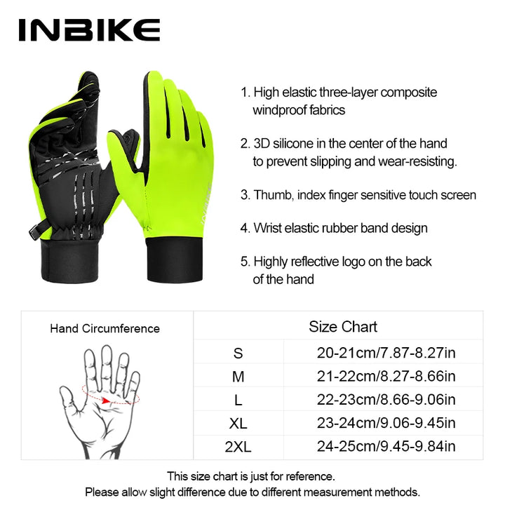 INBIKE Winter Cycling Gloves for Men Women Warm Fleece Biking Glove for Riding Bicycle Gloves Waterproof Touchscreen Accessories