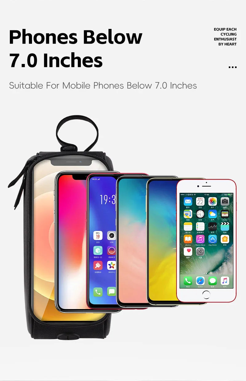 WEST BIKING Bike Bag Front Phone Bicycle Bag For Bicycle Tube Waterproof Touch Screen Saddle Package For 7Inch Bike Accessories
