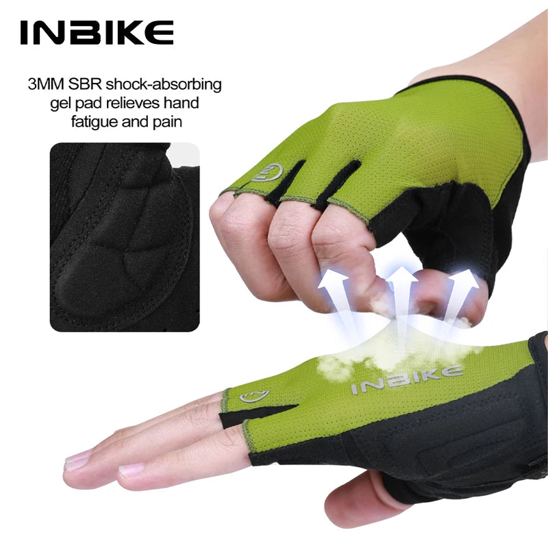 INBIKE Men's Cycling Gloves Half Finger Summer MTB Gloves Shock-absorption Mountain Bike Gym Sports Gloves Cycling Accessories