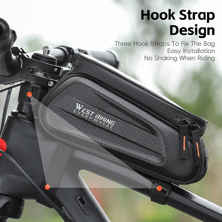WEST BIKING Bike Bag Front Phone Bicycle Bag For Bicycle Tube Waterproof Touch Screen Saddle Package For 7Inch Bike Accessories