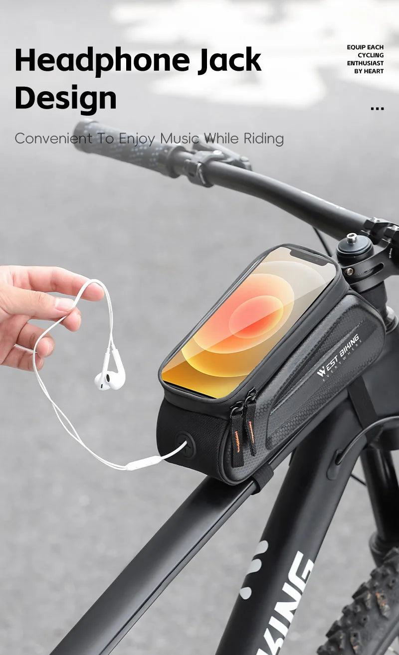 WEST BIKING Bike Bag Front Phone Bicycle Bag For Bicycle Tube Waterproof Touch Screen Saddle Package For 7Inch Bike Accessories