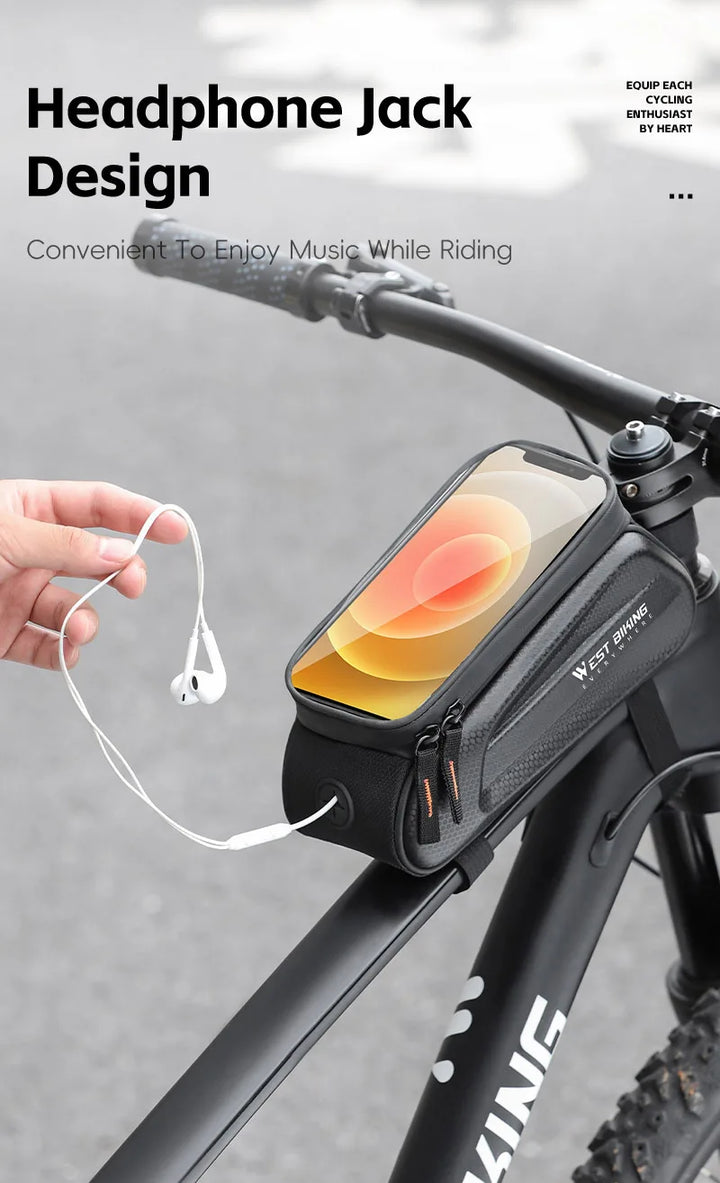 WEST BIKING Bike Bag Front Phone Bicycle Bag For Bicycle Tube Waterproof Touch Screen Saddle Package For 7Inch Bike Accessories