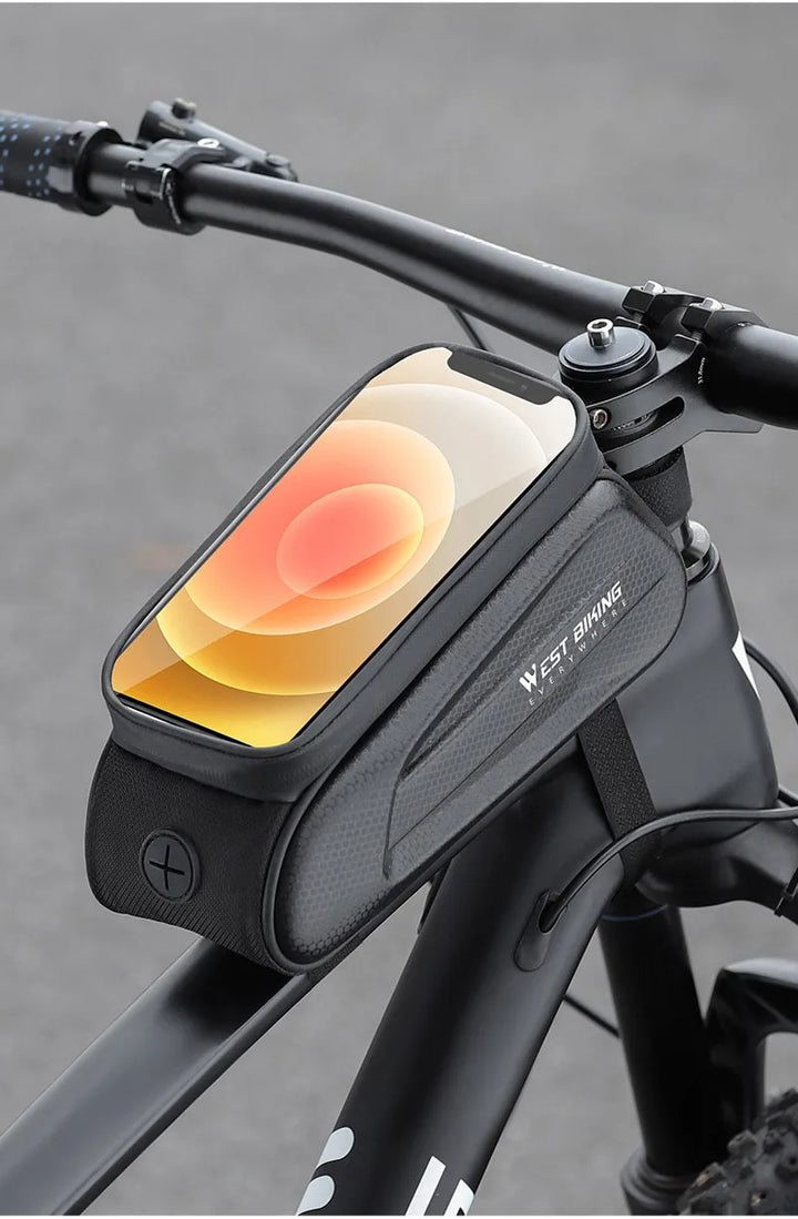 WEST BIKING Bike Bag Front Phone Bicycle Bag For Bicycle Tube Waterproof Touch Screen Saddle Package For 7Inch Bike Accessories