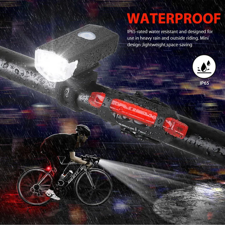 Bike Light Set Front Light with Taillight USB Rechargeable Easy to Install 3 Modes Bicycle Accessories for the Bicycle Road MTB