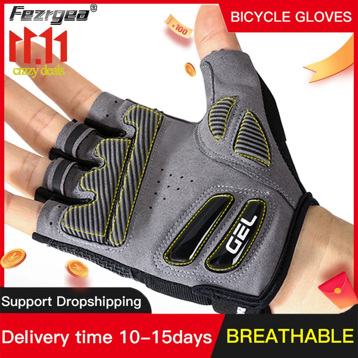 Summer New Half-Finger Men'S And Women'S Cycling Gloves Liquid Silicone Shock-Absorbing Breathable Sports Bicycle Fitness Gloves