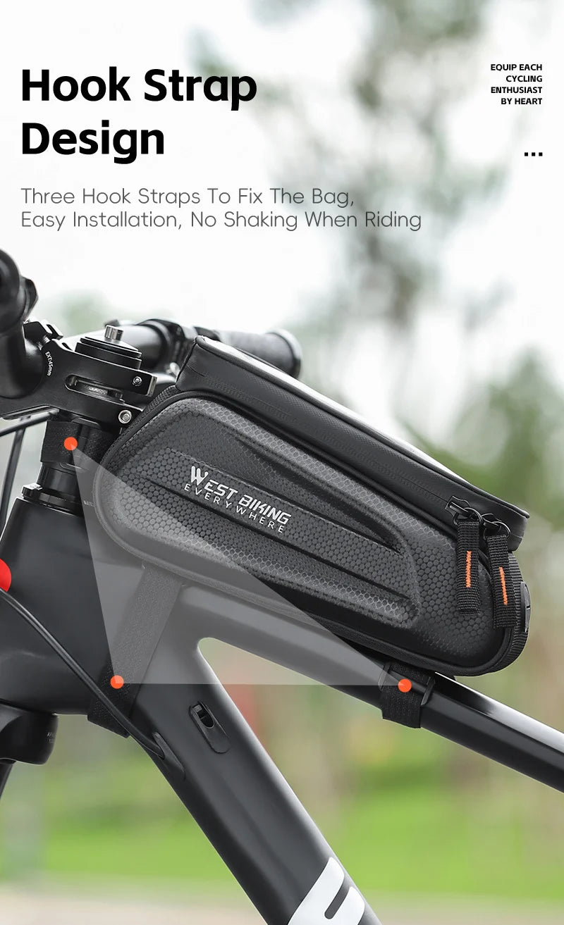 WEST BIKING Bike Bag Front Phone Bicycle Bag For Bicycle Tube Waterproof Touch Screen Saddle Package For 7Inch Bike Accessories