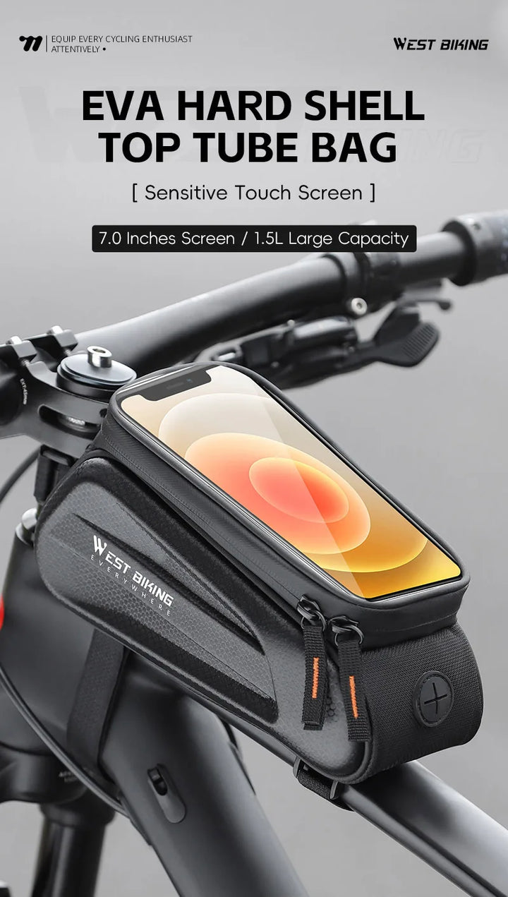 WEST BIKING Bike Bag Front Phone Bicycle Bag For Bicycle Tube Waterproof Touch Screen Saddle Package For 7Inch Bike Accessories