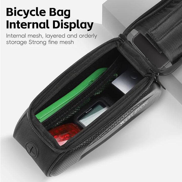 WEST BIKING Bike Bag Front Phone Bicycle Bag For Bicycle Tube Waterproof Touch Screen Saddle Package For 7Inch Bike Accessories