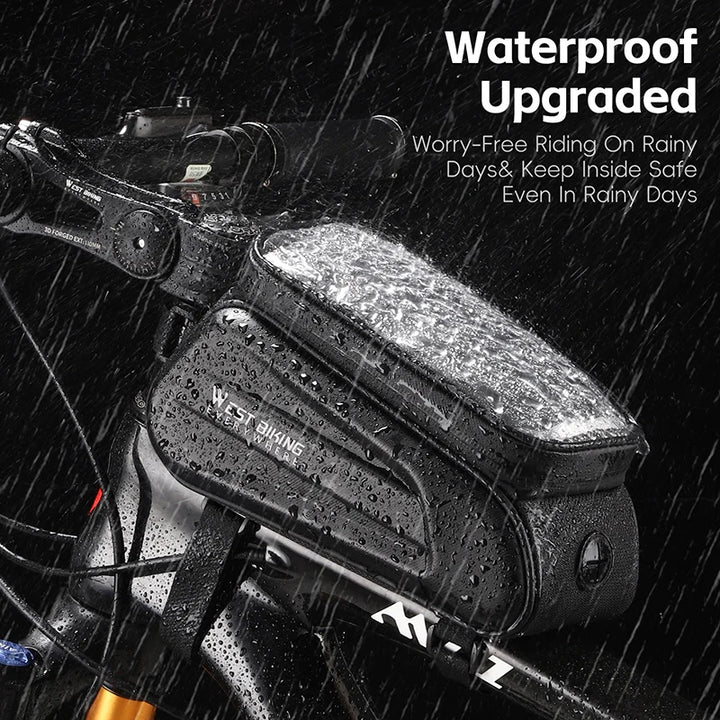 WEST BIKING Bike Bag Front Phone Bicycle Bag For Bicycle Tube Waterproof Touch Screen Saddle Package For 7Inch Bike Accessories