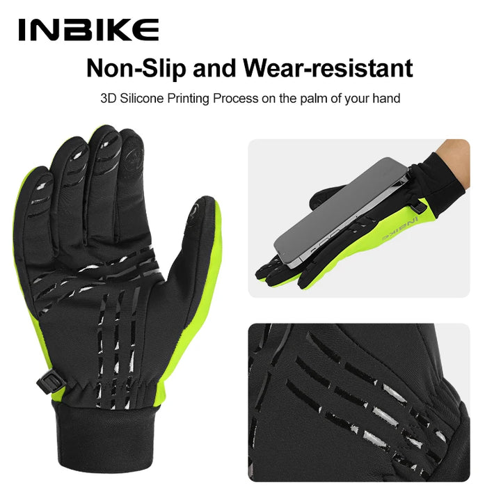 INBIKE Winter Cycling Gloves for Men Women Warm Fleece Biking Glove for Riding Bicycle Gloves Waterproof Touchscreen Accessories