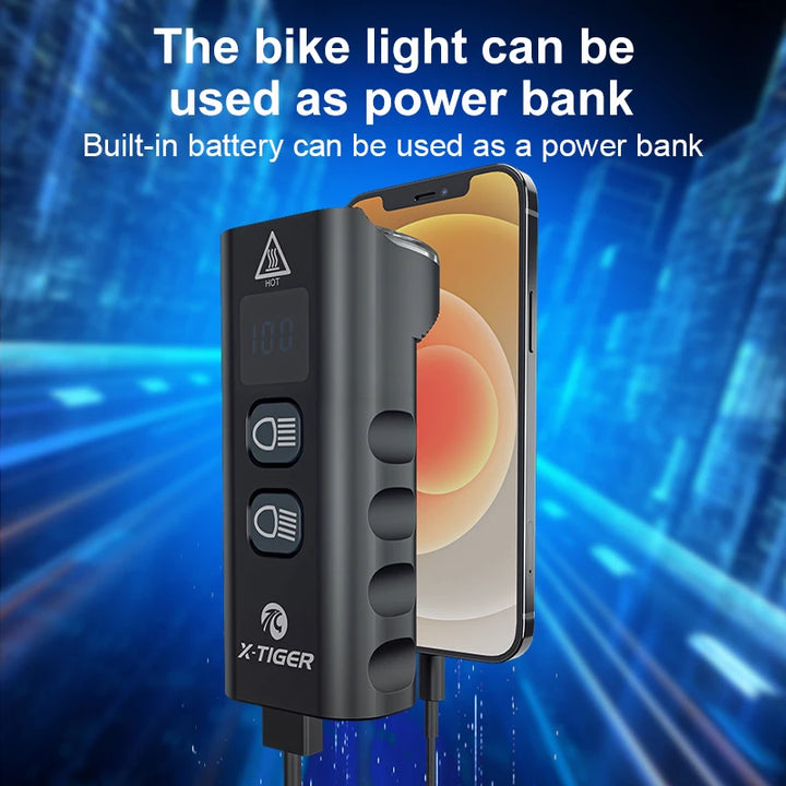 X-TIGER Waterproof MTB Bike Light Aluminum Alloy Road Cycling USB Rechargeable Headlight 2400 Lumens Bicycle Light Accessories