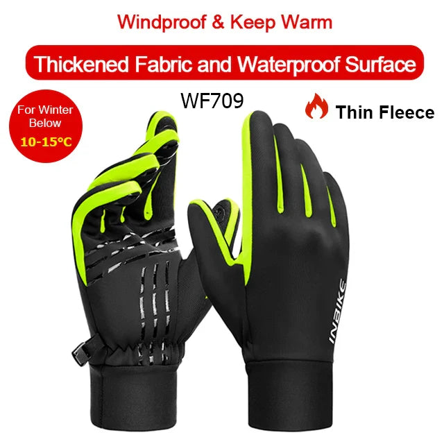 INBIKE Winter Cycling Gloves for Men Women Warm Fleece Biking Glove for Riding Bicycle Gloves Waterproof Touchscreen Accessories