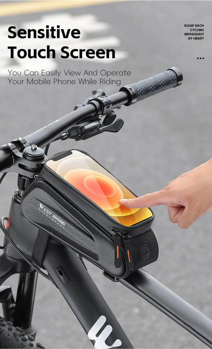 WEST BIKING Bike Bag Front Phone Bicycle Bag For Bicycle Tube Waterproof Touch Screen Saddle Package For 7Inch Bike Accessories